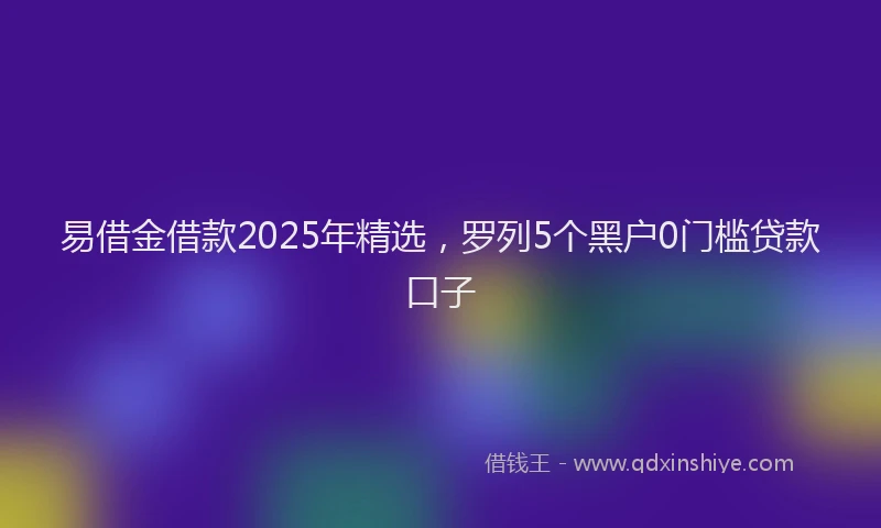 易借金借款2025年精选，罗列5个黑户0门槛贷款口子