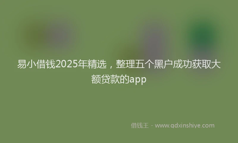 易小借钱2025年精选，整理五个黑户成功获取大额贷款的app