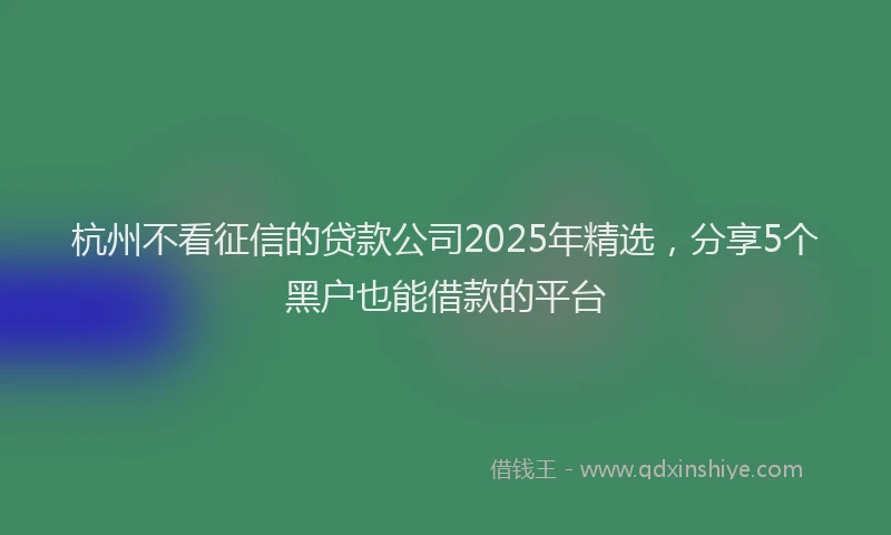 杭州不看征信的贷款公司2025年精选，分享5个黑户也能借款的平台