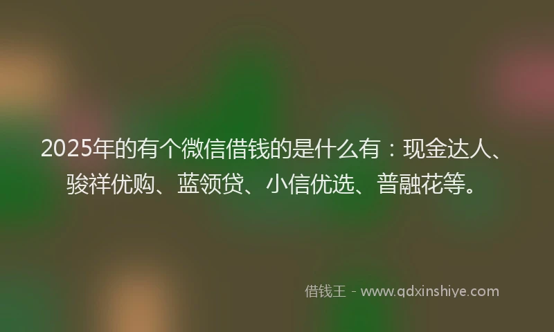 2025年的有个微信借钱的是什么有：现金达人、骏祥优购、蓝领贷、小信优选、普融花等。