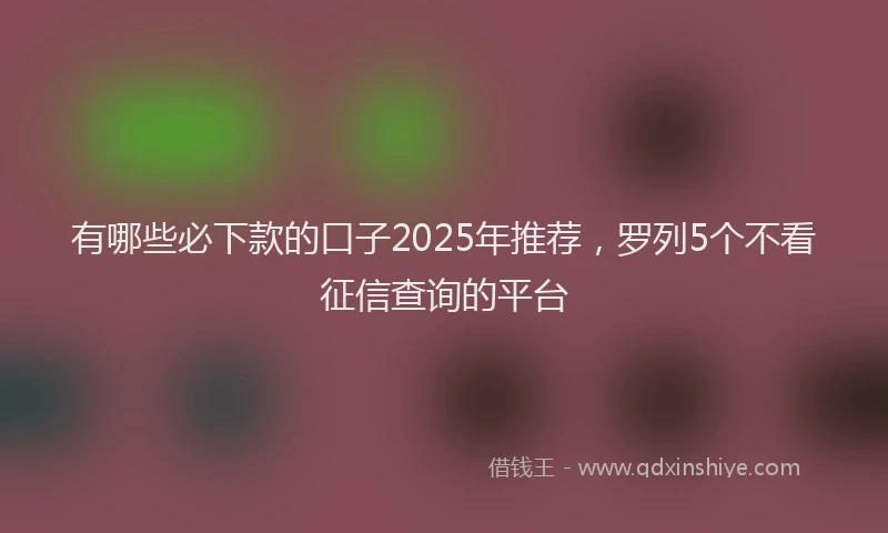 有哪些必下款的口子2025年推荐，罗列5个不看征信查询的平台