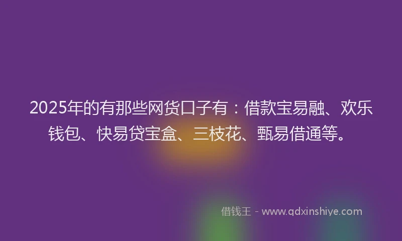 2025年的有那些网货口子有：借款宝易融、欢乐钱包、快易贷宝盒、三枝花、甄易借通等。