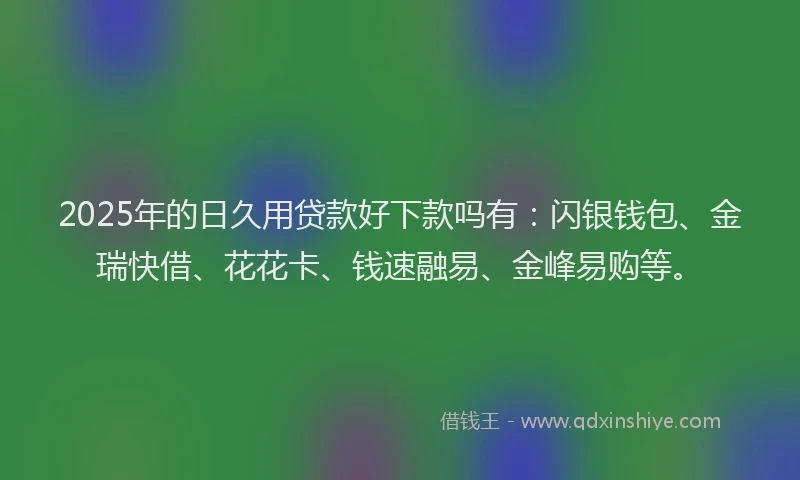 2025年的日久用贷款好下款吗有：闪银钱包、金瑞快借、花花卡、钱速融易、金峰易购等。