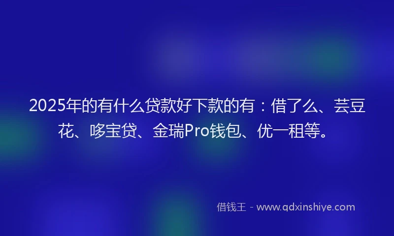 2025年的有什么贷款好下款的有：借了么、芸豆花、哆宝贷、金瑞Pro钱包、优一租等。