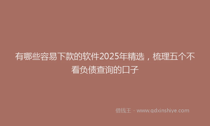 有哪些容易下款的软件2025年精选，梳理五个不看负债查询的口子