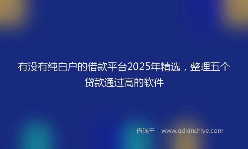 有没有纯白户的借款平台2025年精选，整理五个贷款通过高的软件