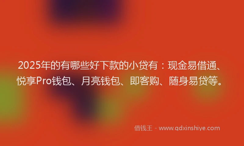 2025年的有哪些好下款的小贷有：现金易借通、悦享Pro钱包、月亮钱包、即客购、随身易贷等。