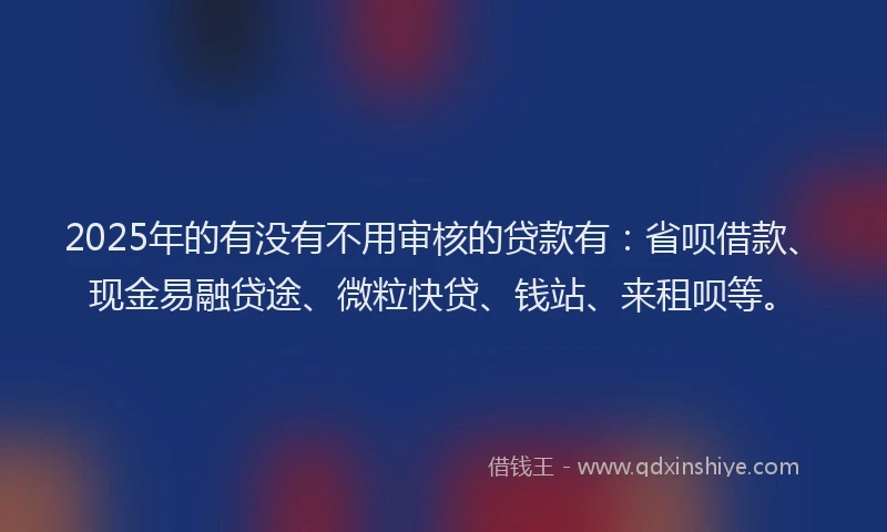 2025年的有没有不用审核的贷款有：省呗借款、现金易融贷途、微粒快贷、钱站、来租呗等。