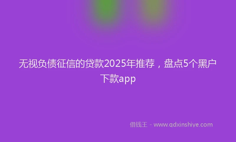 无视负债征信的贷款2025年推荐，盘点5个黑户下款app