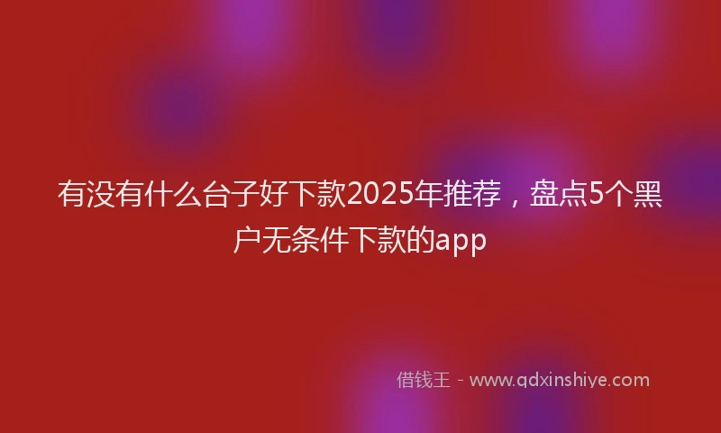 有没有什么台子好下款2025年推荐，盘点5个黑户无条件下款的app