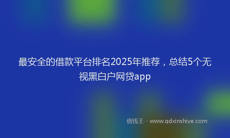 最安全的借款平台排名2025年推荐，总结5个无视黑白户网贷app