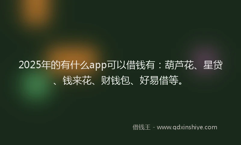 2025年的有什么app可以借钱有：葫芦花、星贷、钱来花、财钱包、好易借等。
