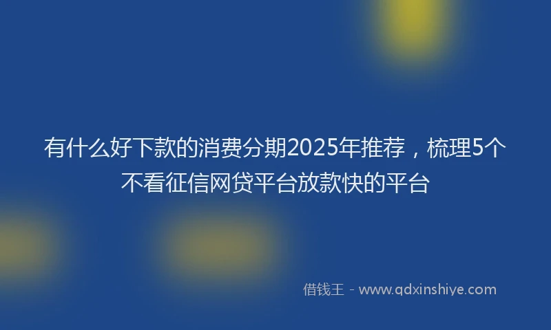 有什么好下款的消费分期2025年推荐，梳理5个不看征信网贷平台放款快的平台
