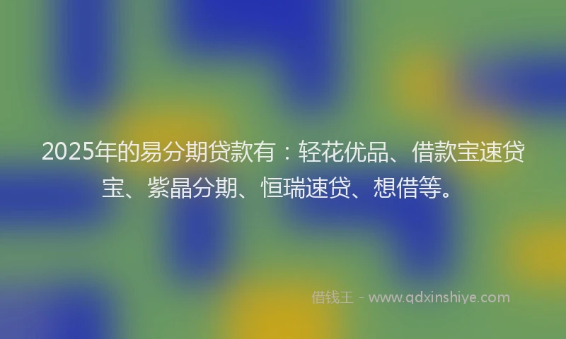 2025年的易分期贷款有：轻花优品、借款宝速贷宝、紫晶分期、恒瑞速贷、想借等。