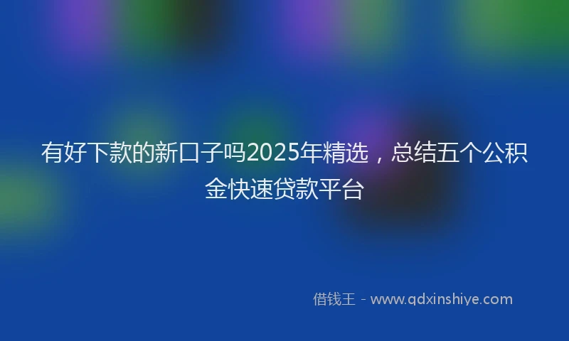 有好下款的新口子吗2025年精选，总结五个公积金快速贷款平台