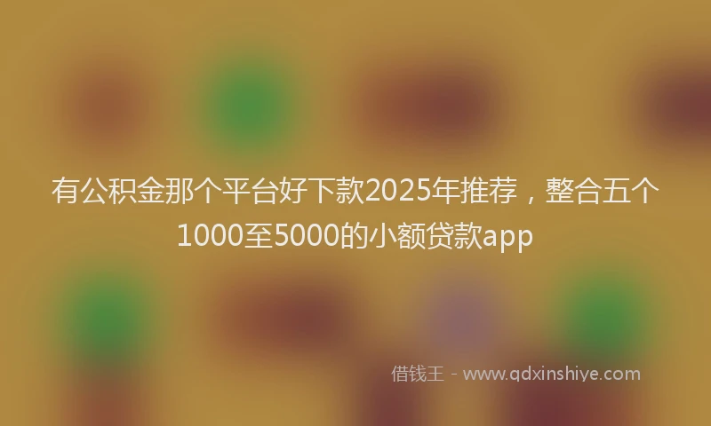 有公积金那个平台好下款2025年推荐，整合五个1000至5000的小额贷款app