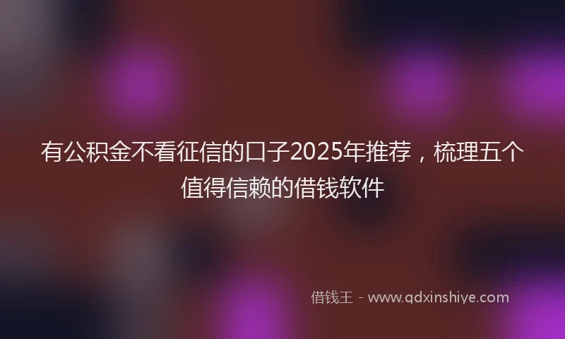 有公积金不看征信的口子2025年推荐，梳理五个值得信赖的借钱软件
