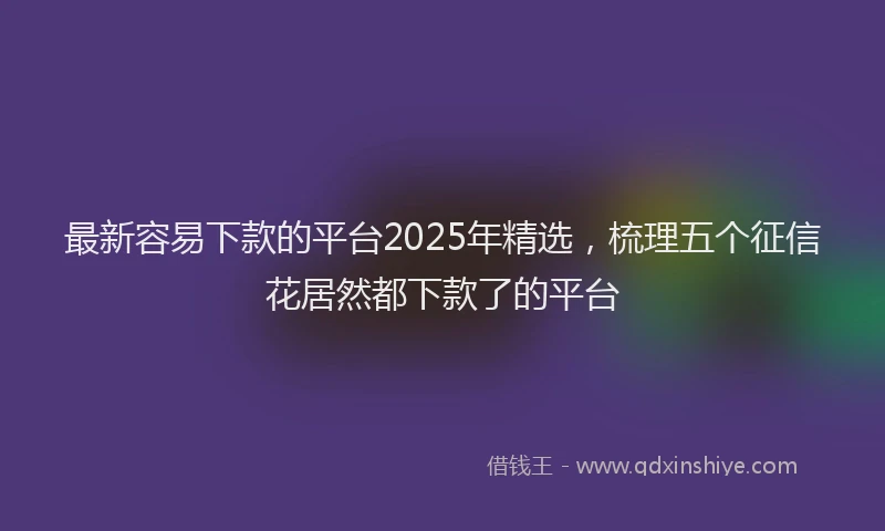 最新容易下款的平台2025年精选，梳理五个征信花居然都下款了的平台