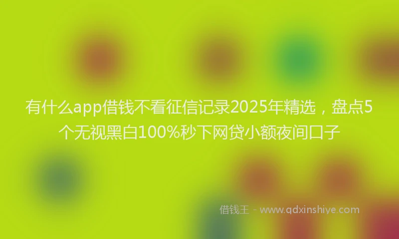 有什么app借钱不看征信记录2025年精选，盘点5个无视黑白100%秒下网贷小额夜间口子