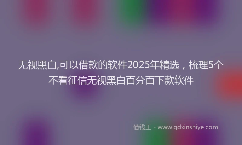 无视黑白,可以借款的软件2025年精选，梳理5个不看征信无视黑白百分百下款软件