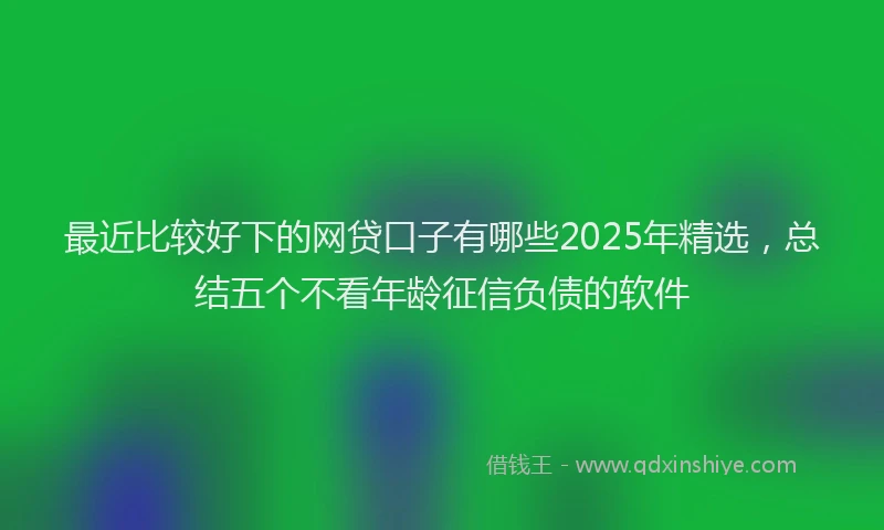 最近比较好下的网贷口子有哪些2025年精选，总结五个不看年龄征信负债的软件