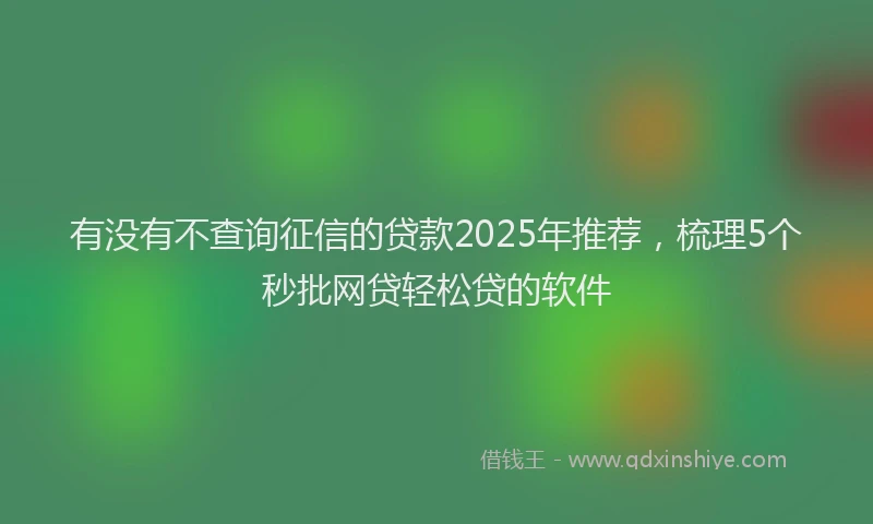 有没有不查询征信的贷款2025年推荐，梳理5个秒批网贷轻松贷的软件
