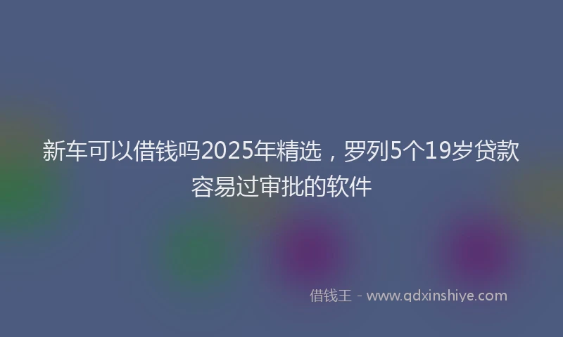 新车可以借钱吗2025年精选，罗列5个19岁贷款容易过审批的软件