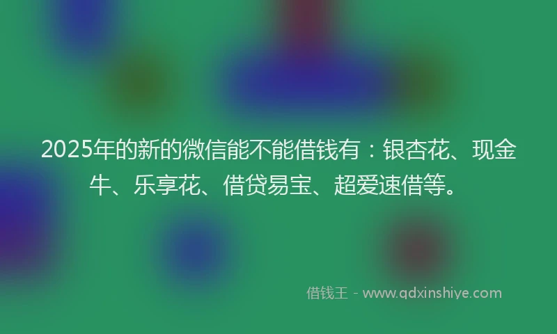 2025年的新的微信能不能借钱有：银杏花、现金牛、乐享花、借贷易宝、超爱速借等。