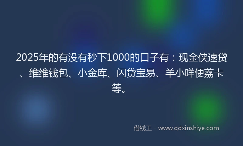 2025年的有没有秒下1000的口子有：现金侠速贷、维维钱包、小金库、闪贷宝易、羊小咩便荔卡等。