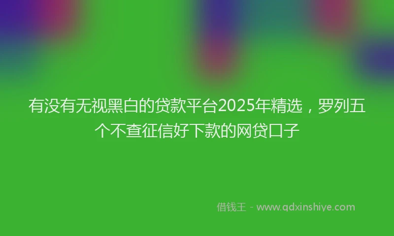 有没有无视黑白的贷款平台2025年精选，罗列五个不查征信好下款的网贷口子