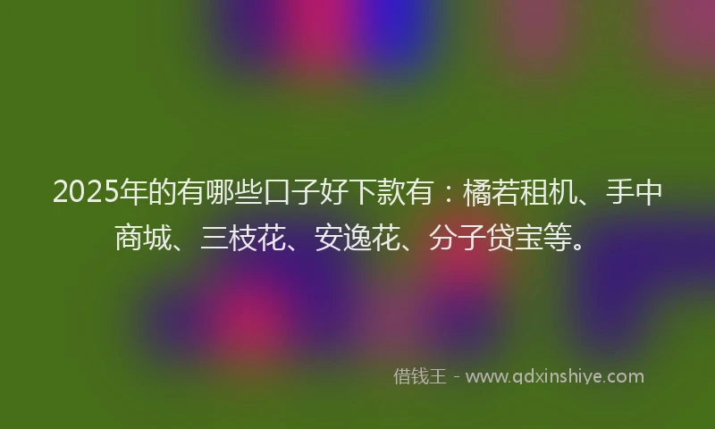 2025年的有哪些口子好下款有：橘若租机、手中商城、三枝花、安逸花、分子贷宝等。