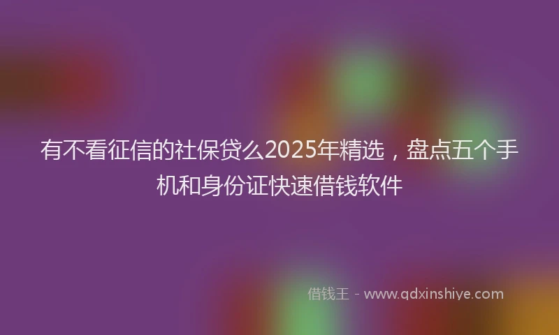 有不看征信的社保贷么2025年精选，盘点五个手机和身份证快速借钱软件
