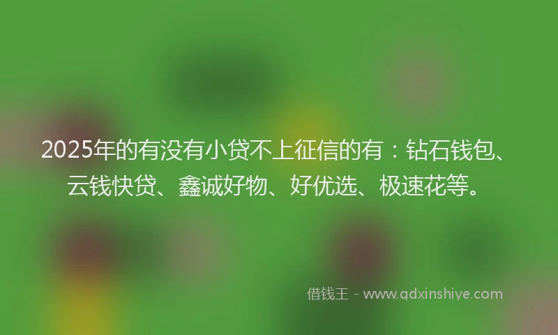 2025年的有没有小贷不上征信的有：钻石钱包、云钱快贷、鑫诚好物、好优选、极速花等。