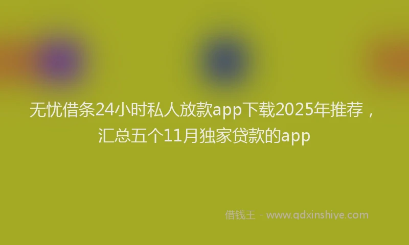 无忧借条24小时私人放款app下载2025年推荐，汇总五个11月独家贷款的app