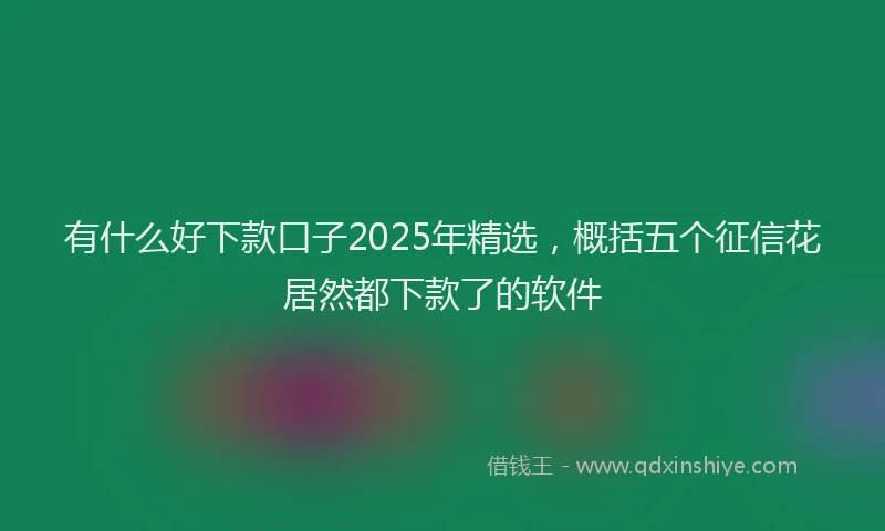 有什么好下款口子2025年精选，概括五个征信花居然都下款了的软件