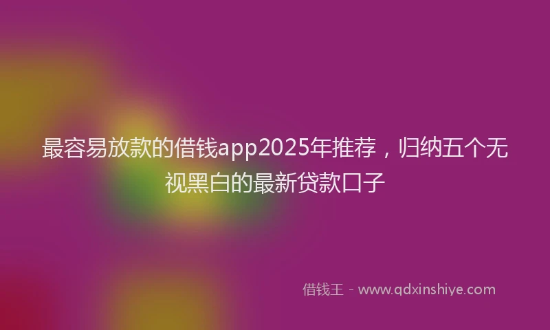 最容易放款的借钱app2025年推荐，归纳五个无视黑白的最新贷款口子