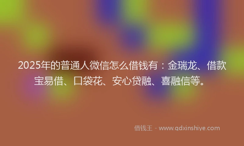 2025年的普通人微信怎么借钱有：金瑞龙、借款宝易借、口袋花、安心贷融、喜融信等。