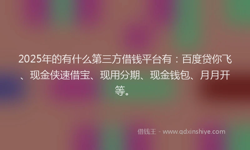 2025年的有什么第三方借钱平台有：百度贷你飞、现金侠速借宝、现用分期、现金钱包、月月开等。