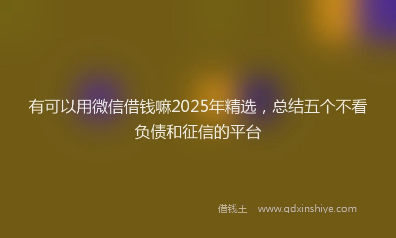 有可以用微信借钱嘛2025年精选，总结五个不看负债和征信的平台