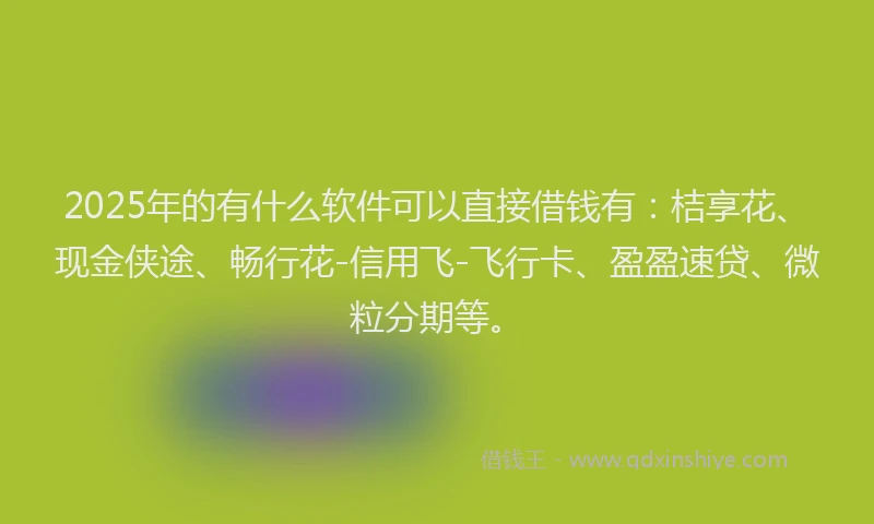 2025年的有什么软件可以直接借钱有：桔享花、现金侠途、畅行花-信用飞-飞行卡、盈盈速贷、微粒分期等。