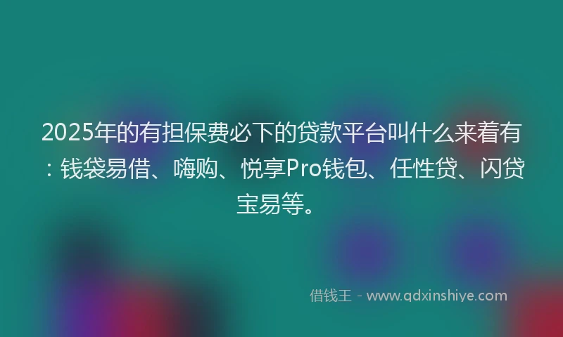 2025年的有担保费必下的贷款平台叫什么来着有：钱袋易借、嗨购、悦享Pro钱包、任性贷、闪贷宝易等。