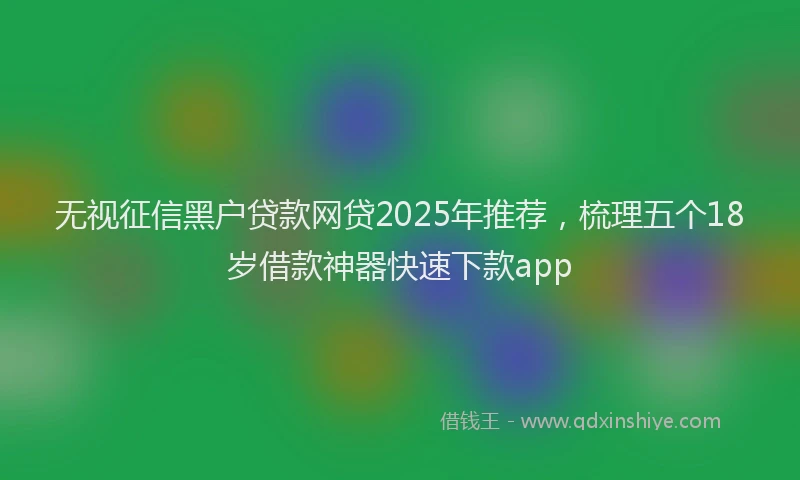 无视征信黑户贷款网贷2025年推荐，梳理五个18岁借款神器快速下款app