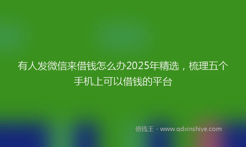 有人发微信来借钱怎么办2025年精选，梳理五个手机上可以借钱的平台