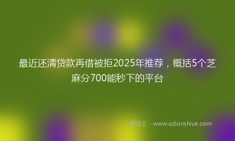 最近还清贷款再借被拒2025年推荐，概括5个芝麻分700能秒下的平台