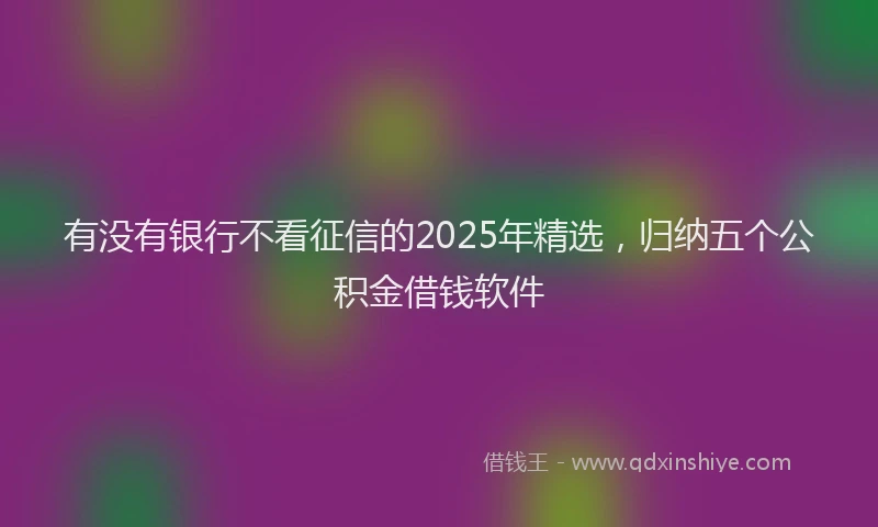 有没有银行不看征信的2025年精选，归纳五个公积金借钱软件