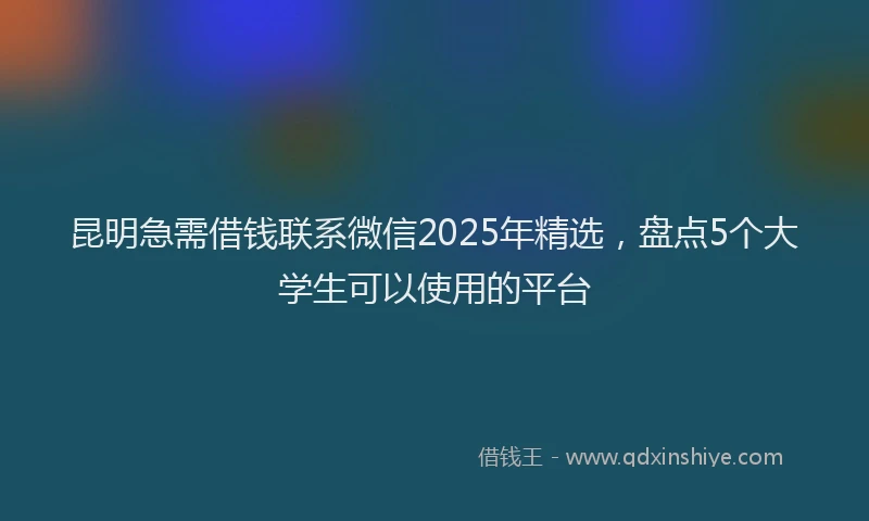 昆明急需借钱联系微信2025年精选，盘点5个大学生可以使用的平台