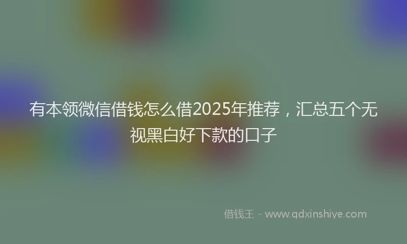 有本领微信借钱怎么借2025年推荐，汇总五个无视黑白好下款的口子