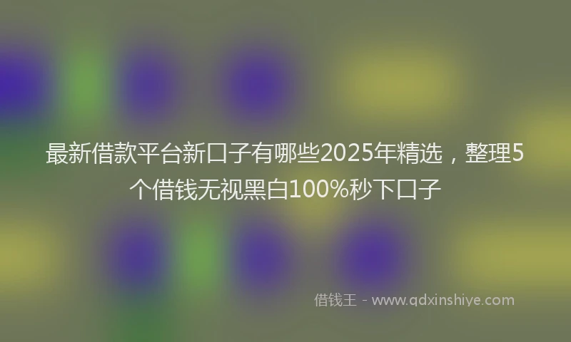 最新借款平台新口子有哪些2025年精选，整理5个借钱无视黑白100%秒下口子