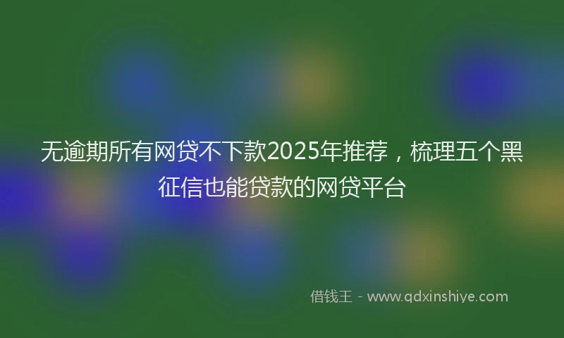 无逾期所有网贷不下款2025年推荐，梳理五个黑征信也能贷款的网贷平台