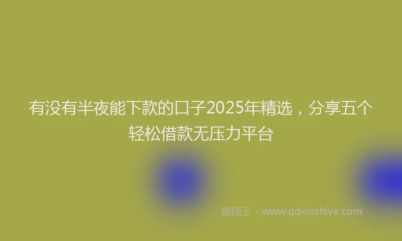 有没有半夜能下款的口子2025年精选，分享五个轻松借款无压力平台
